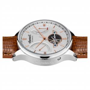 Ingersoll 1892 I04605 Mens The Hawley Movement Automatic Case Stainless Steel Dial White Strap Leather Tan Matt