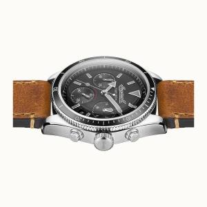 Ingersoll DISCOVERY I06202 Mens The Scovill Movement Quartz Case Stainless Steel Dial Black Strap Leather Brown Matt
